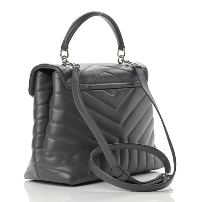 Saint Laurent Calfskin Y Quilted Monogram Medium Loulou Satchel Storm 2 of 9