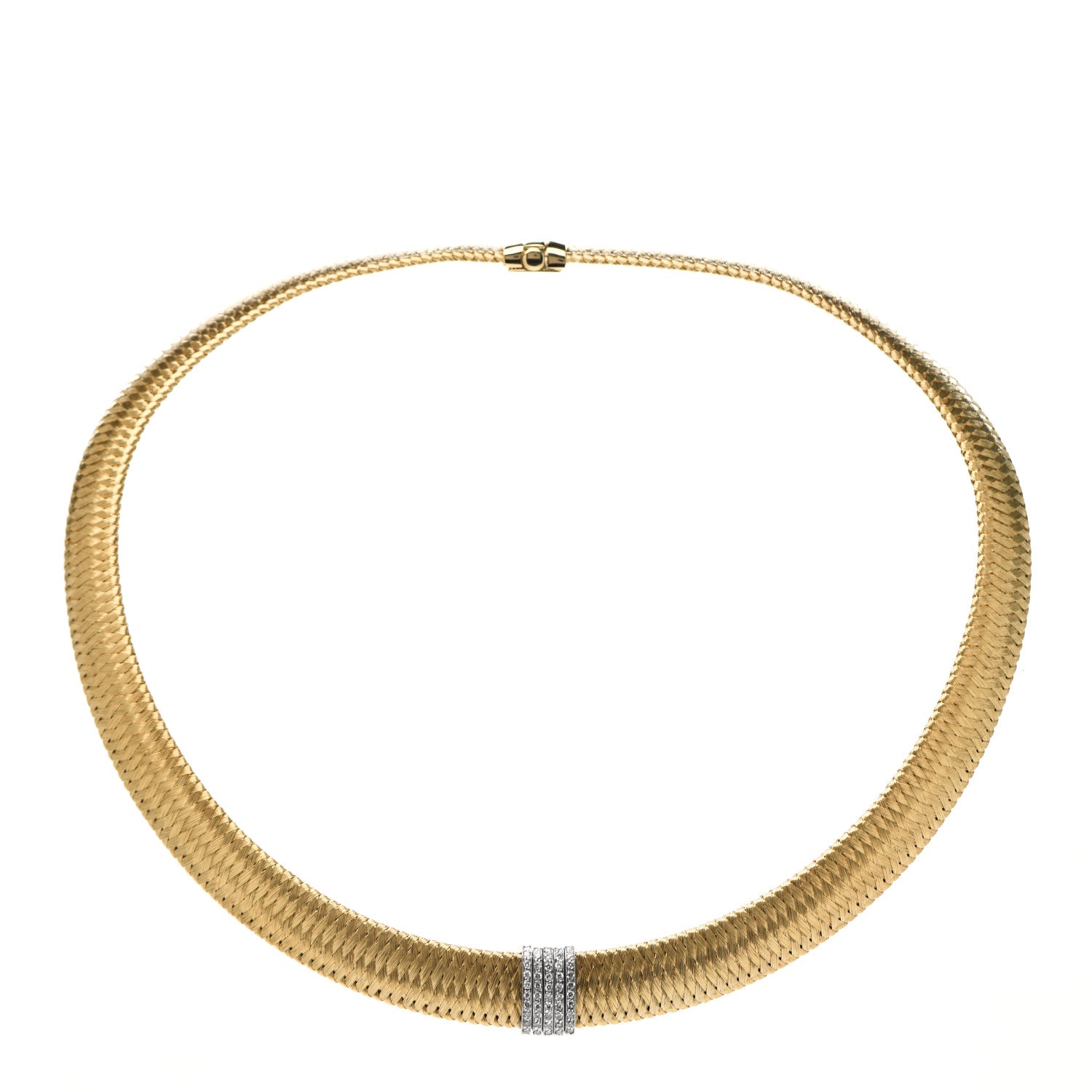 Roberto Coin 18K Yellow White Gold Diamond Primavera Choker Necklace 1 of 4