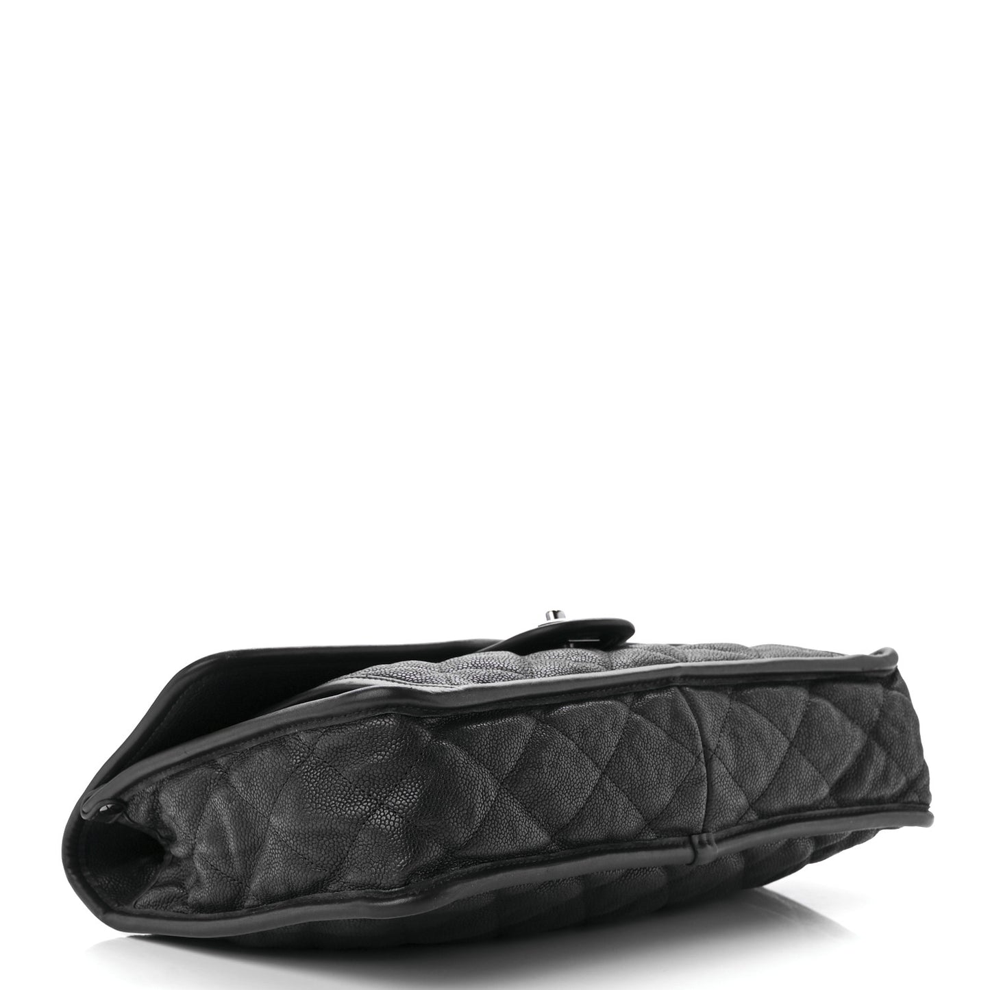Caviar Quilted Large French Riviera Flap Black