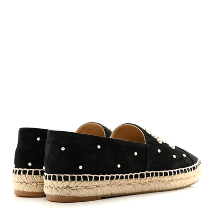 Chanel Suede Pearl CC Espadrilles 38 Black 4 of 10