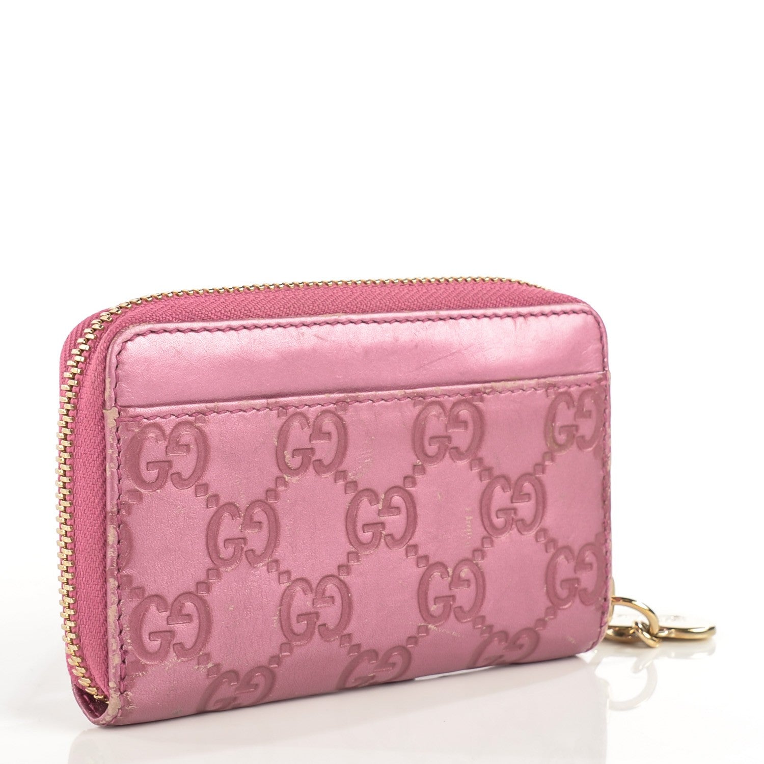 Gucci Guccissima Heart Detail Zip Around Card Case Pink 3 of 11