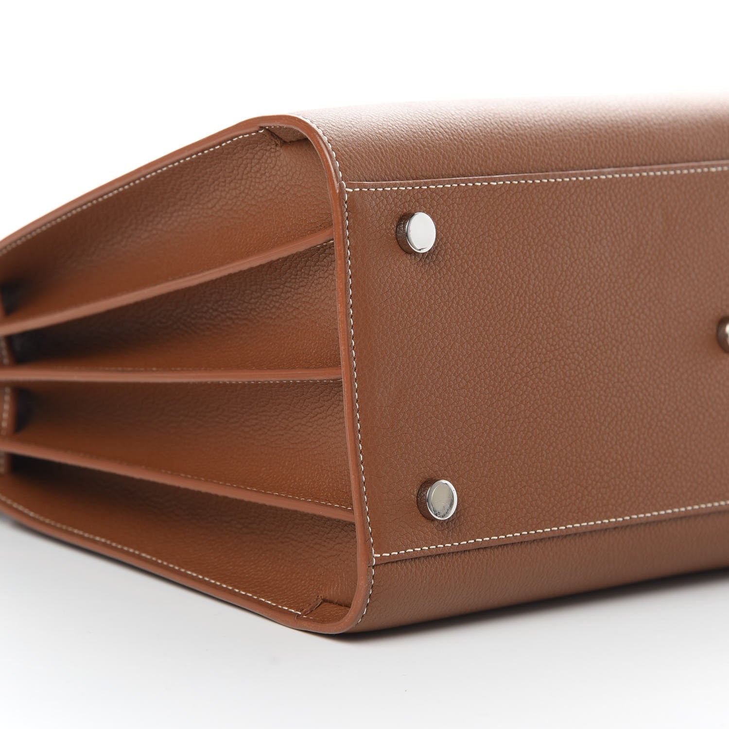 Saint Laurent Grained Calfskin Topstitch Small Sac De Jour Cognac 9 of 11