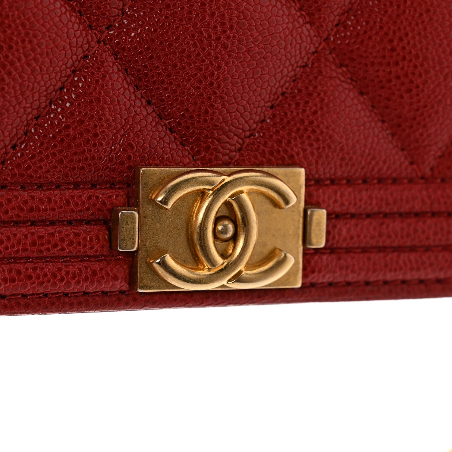 Chanel Caviar Quilted Boy Wallet On Chain WOC Red 9 of 13