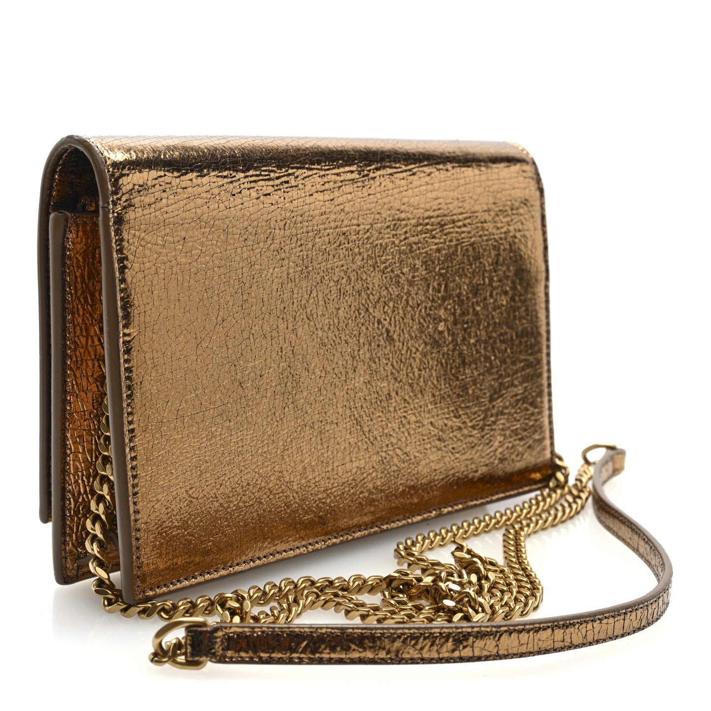 Metallic Calfskin Classic Monogram Kate Tassel Chain Wallet Gold
