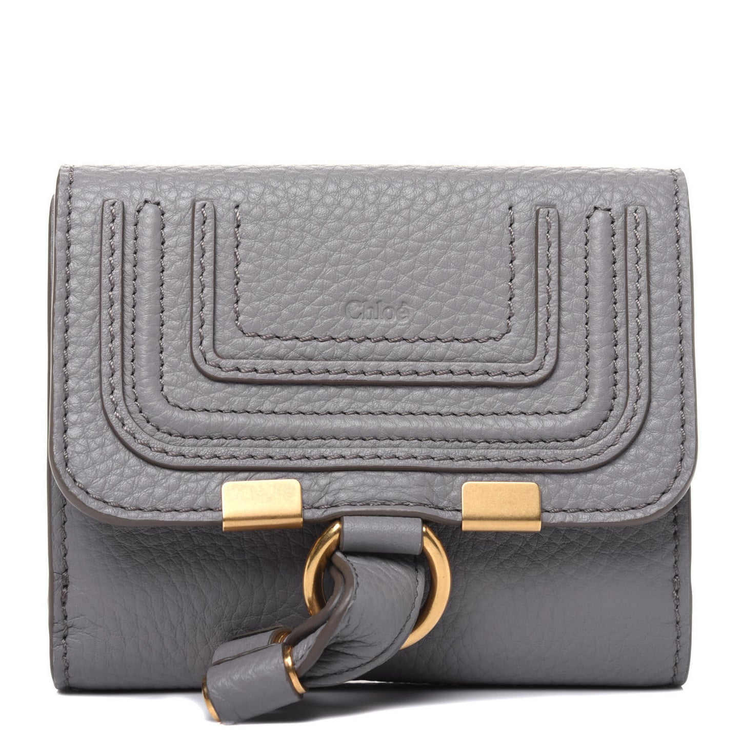 Grained Calfskin Marcie Square Wallet Cashmere Grey