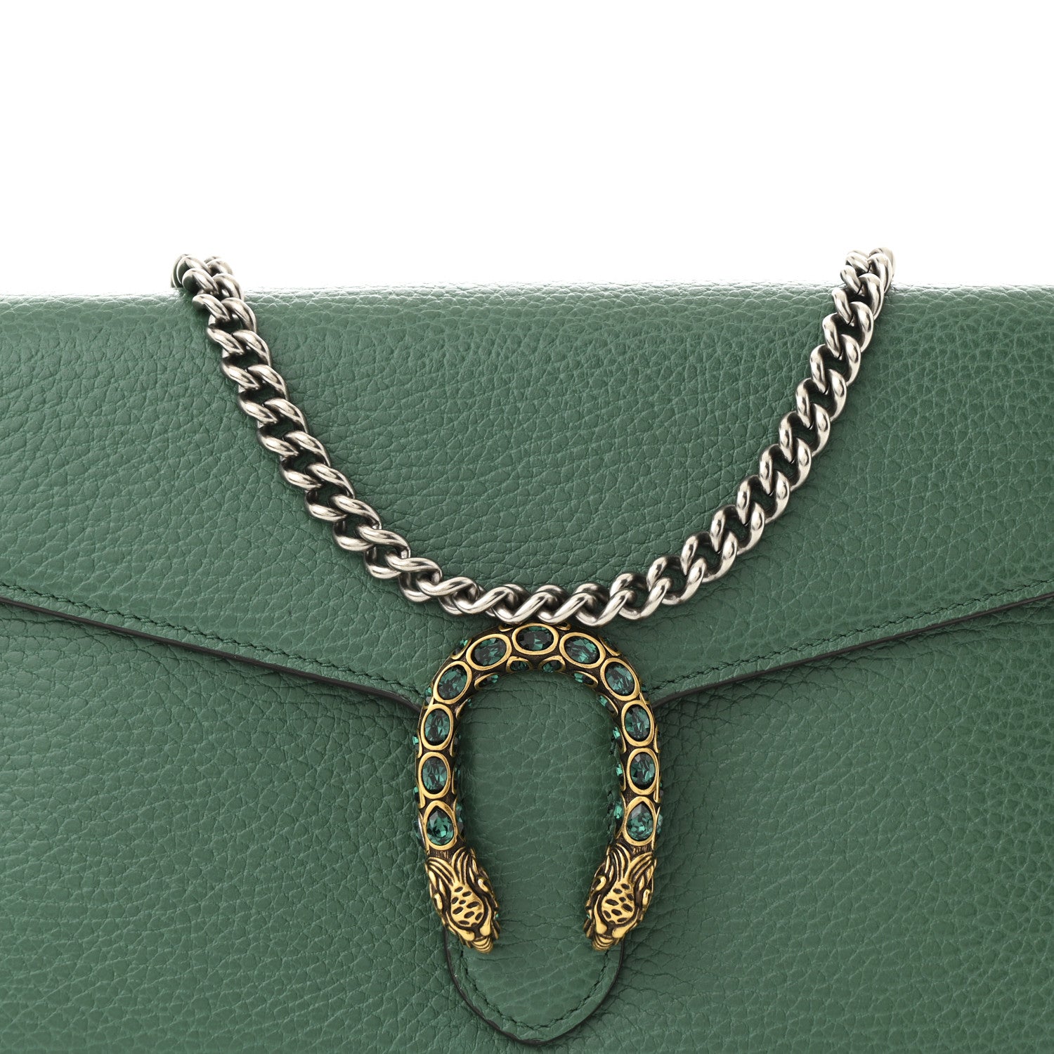 Gucci Calfskin Mini Dionysus Chain Wallet Emerald 9 of 11