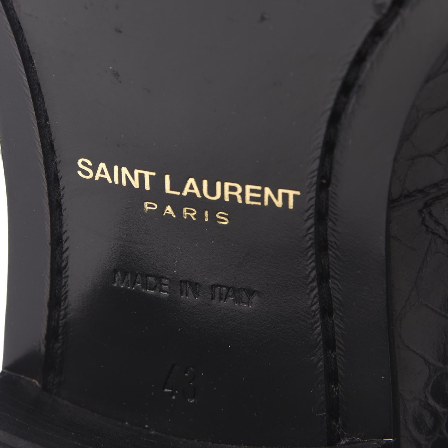 Saint Laurent Crocodile Embossed Calfskin Wyatt 40 Zip Boots 43 Black 6 of 12