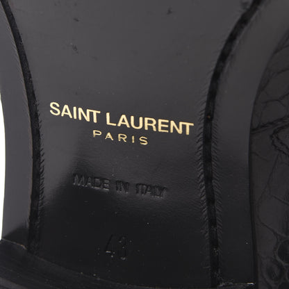 Saint Laurent Crocodile Embossed Calfskin Wyatt 40 Zip Boots 43 Black 6 of 12