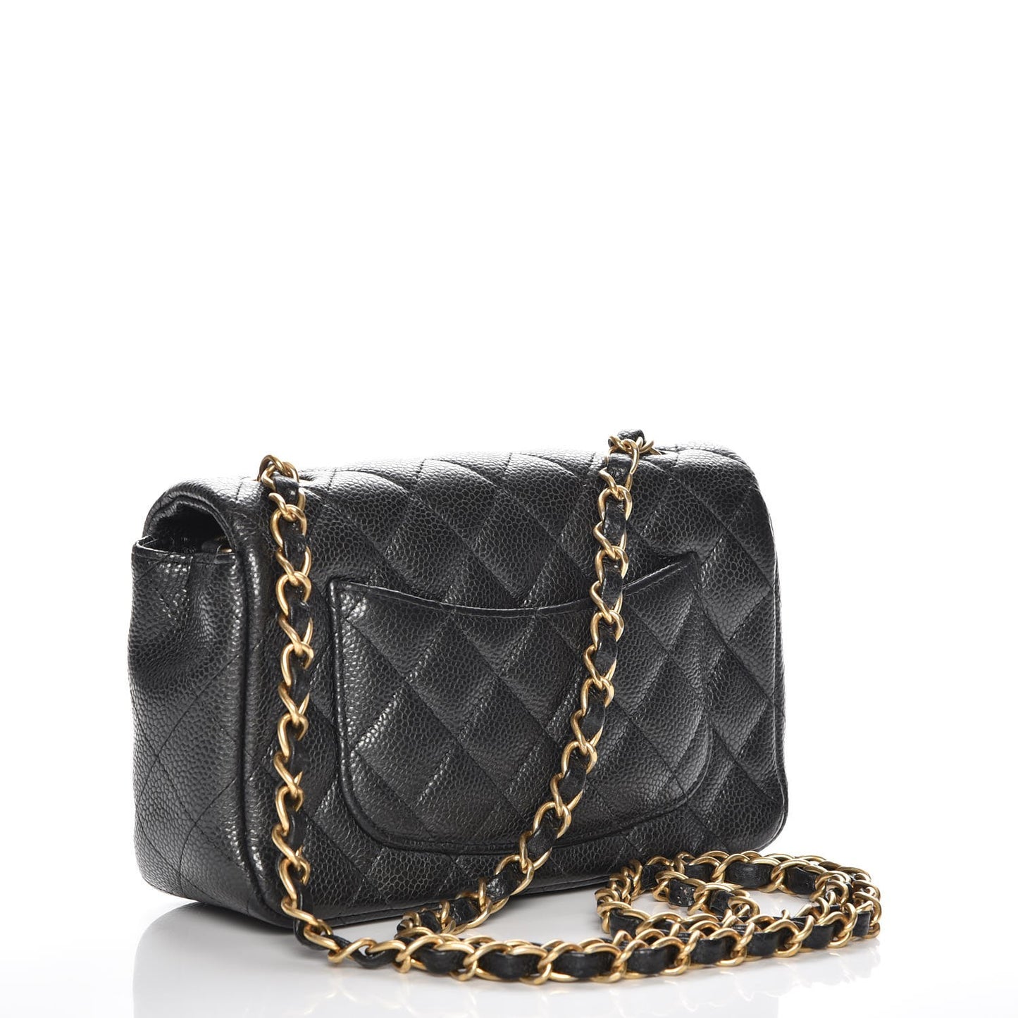 Caviar Quilted Mini Rectangular Flap Dark Charcoal