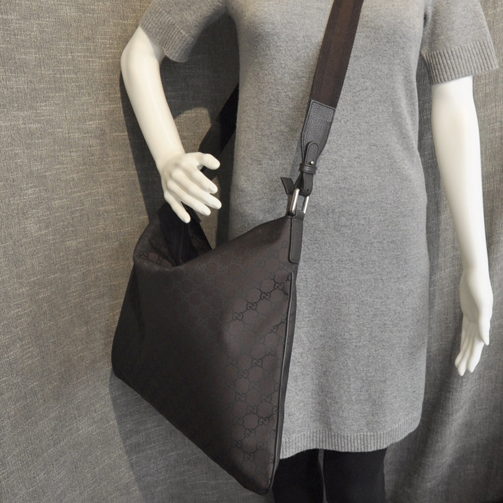 Nylon Monogram Flat Messenger Bag Brown