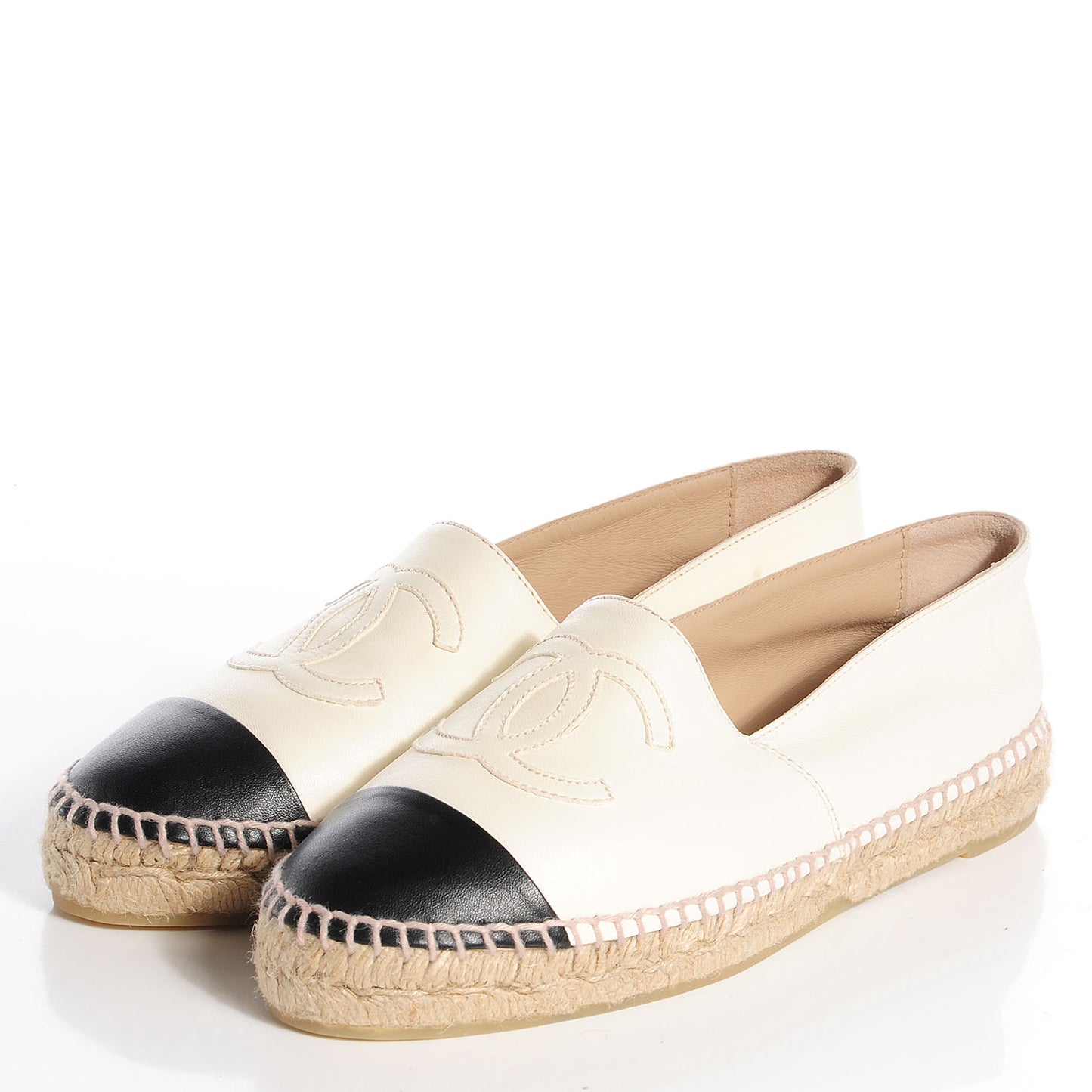 Lambskin Espadrilles White Black 37