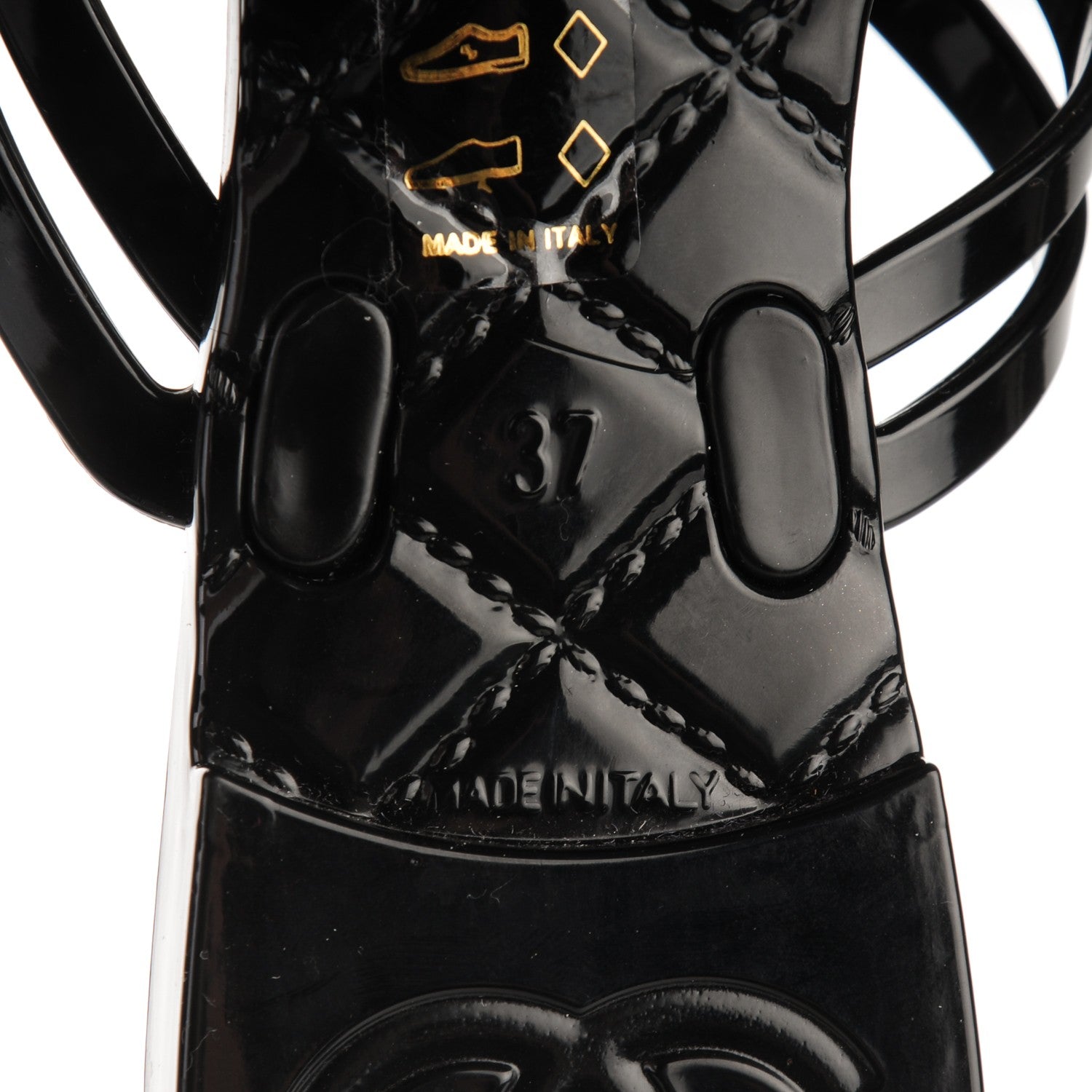 Chanel Jelly Camellia Thong Sandals 37 Black Ivory 6 of 7