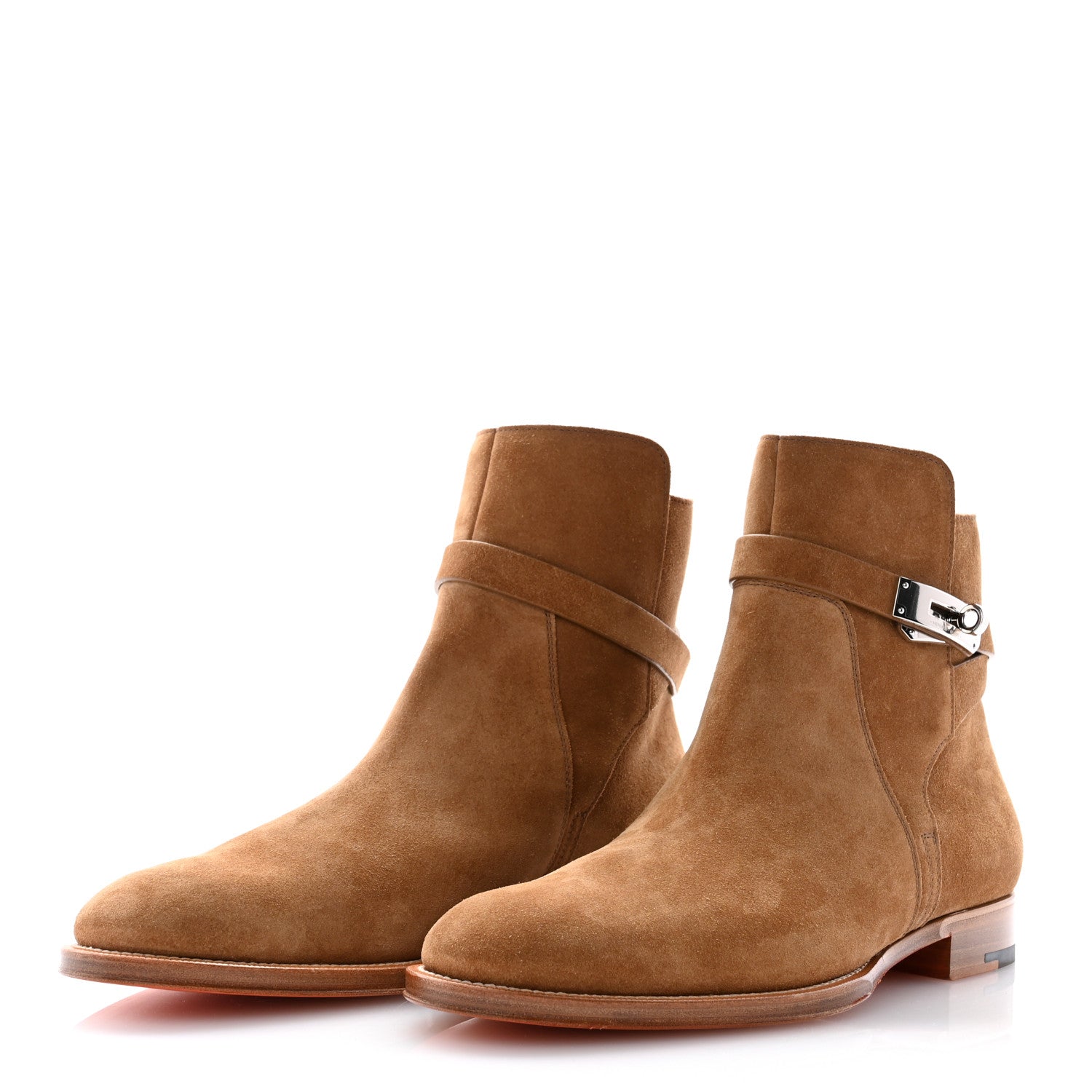 Hermes Veau Velours Mens Fortune Ankle Boots 42 Brun Fume 3 of 9