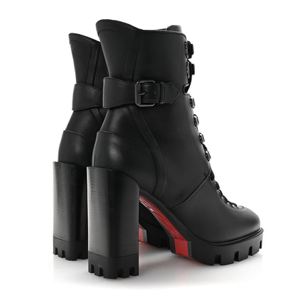 Christian Louboutin Calfskin Macademia 100 Combat Boots 37.5 Black 5 of 9