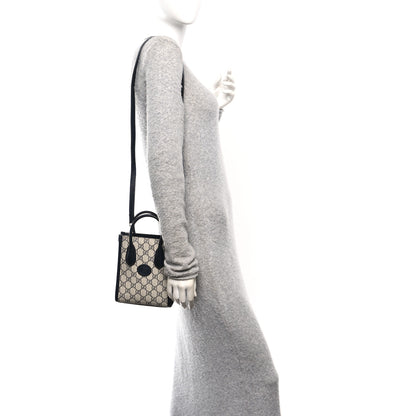 Gucci GG Supreme Monogram Textured Dollar Calfskin Mini Retro Interlocking G Tote Bag Beige Blue 2 of 10