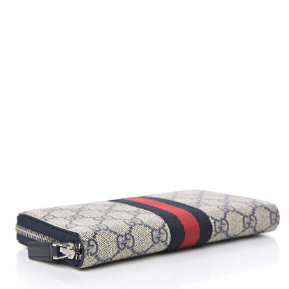Gucci GG Supreme Monogram Web Zip Around Wallet Beige Blue 4 of 8