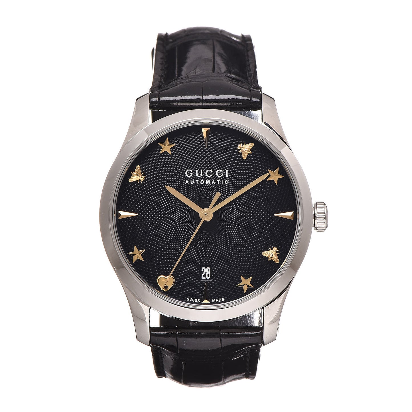 Stainless Steel Alligator 38mm G-Timeless Charm Automatic Watch Black