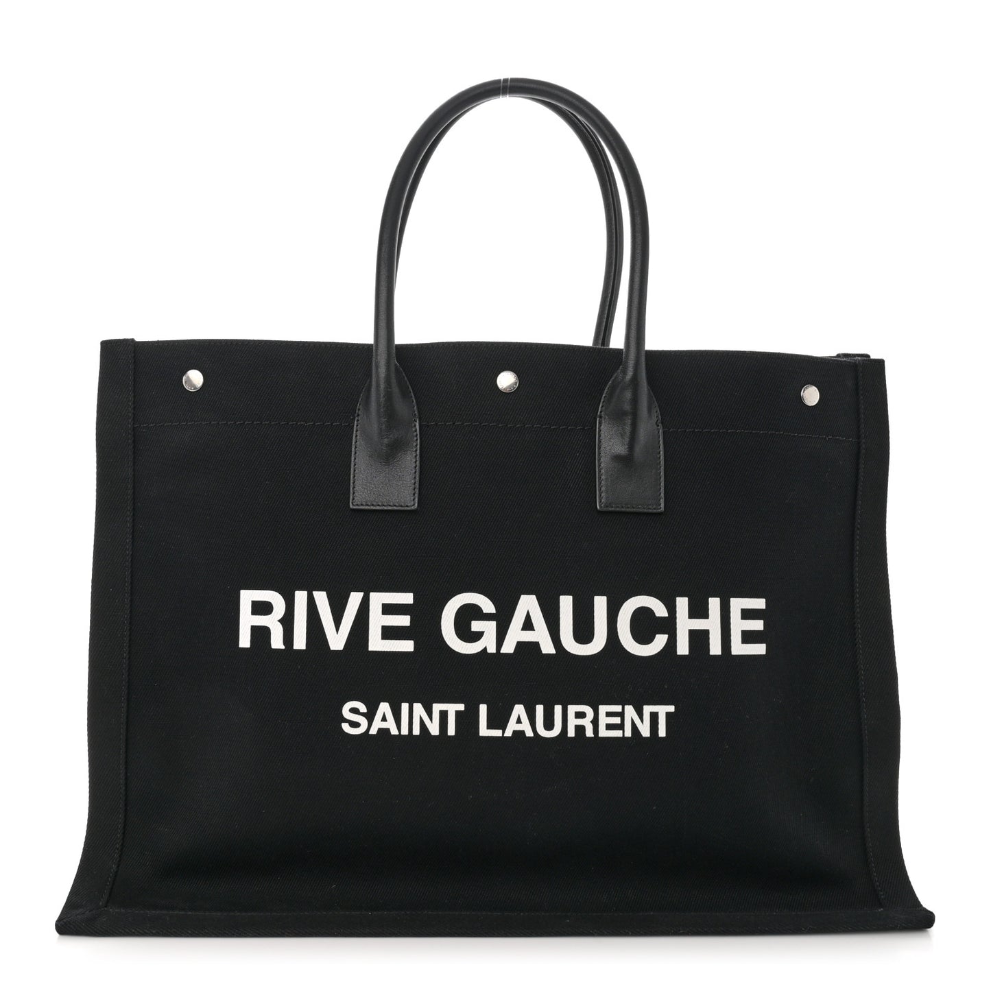 Linen Calfskin Rive Gauche Tote Black