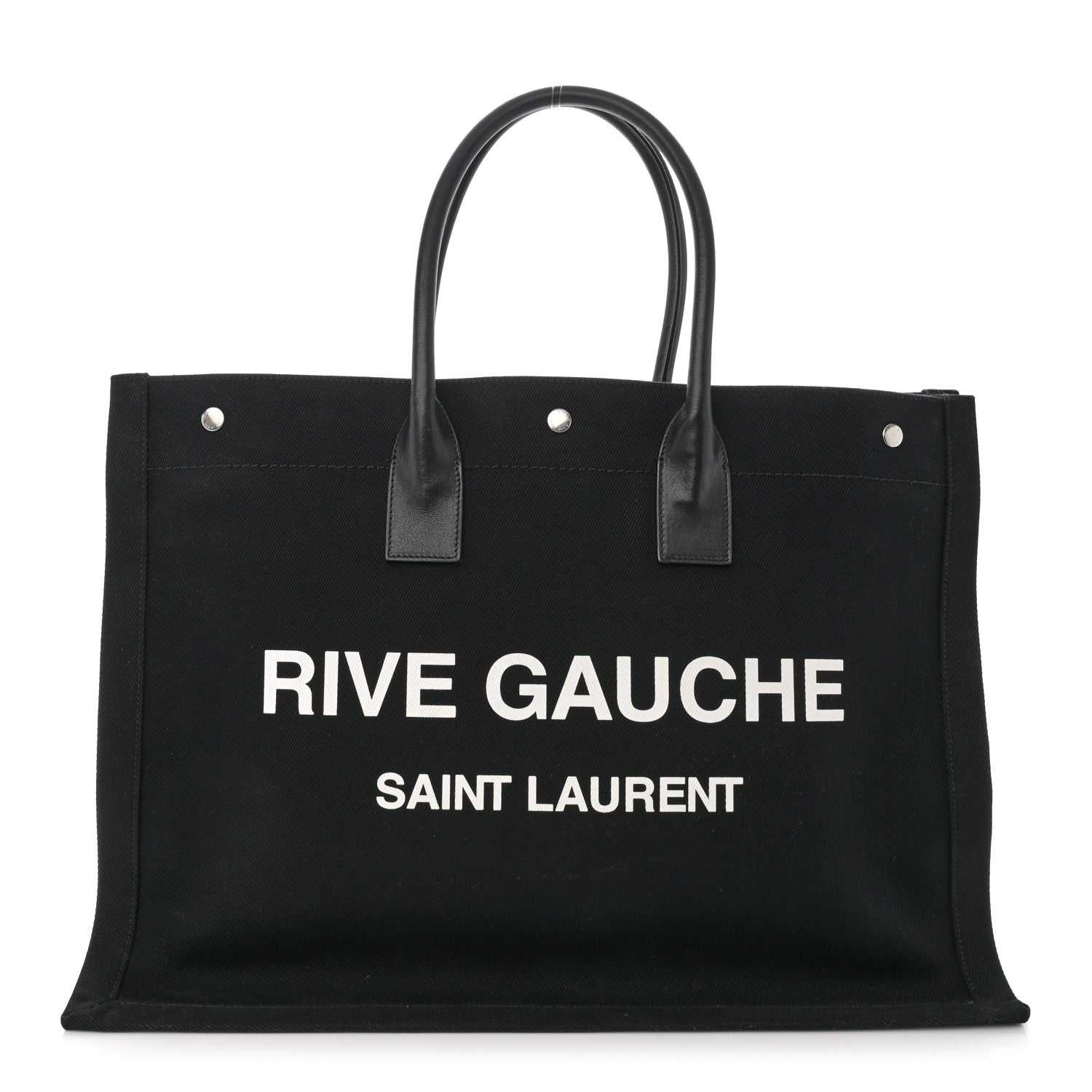 Saint Laurent Linen Calfskin Rive Gauche Tote Black 1 of 11