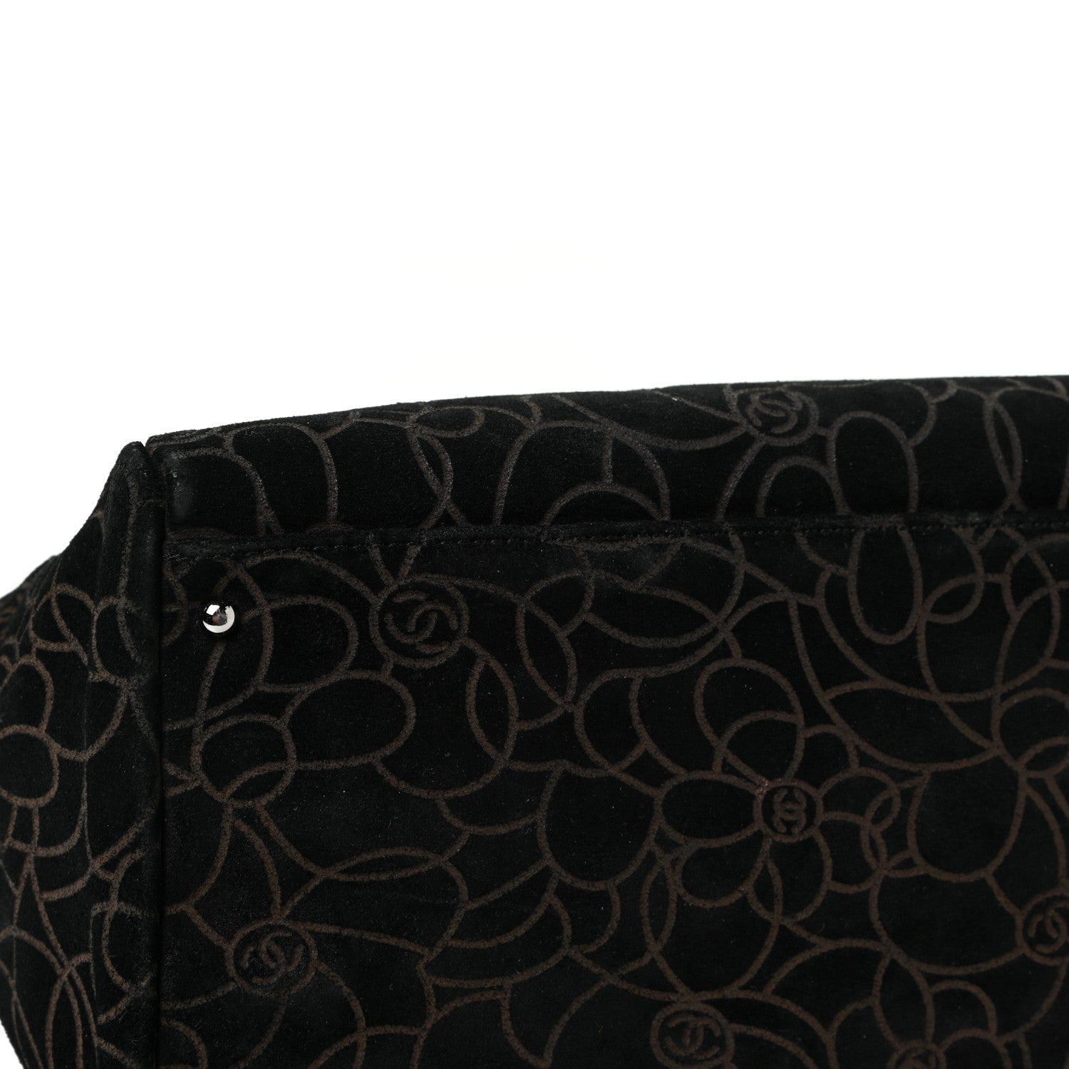 Chanel Velvet Camellia Embossed Shoulder Bag Black 16 of 17