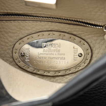 Fendi Cuoio Romano Selleria Bi-Color Mini Peekaboo Iconic Satchel Asfalto Latte 7 of 11