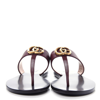 Gucci Calfskin GG Marmont Thong Sandals 36 Vintage Bordeaux 2 of 10