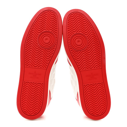 Louis Vuitton Calfskin Maxi Damier Mens Rivoli Sneakers 10 Red White 6 of 9