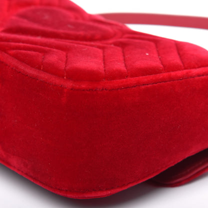 Gucci Velvet Matelasse Mini GG Marmont Shoulder Bag Hibiscus Red 15 of 21