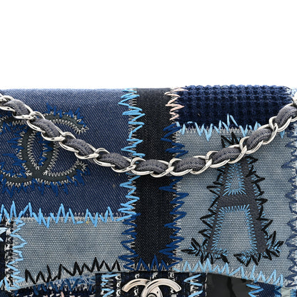 Chanel Denim Tweed Patchwork Jumbo Single Flap Blue 8 of 11