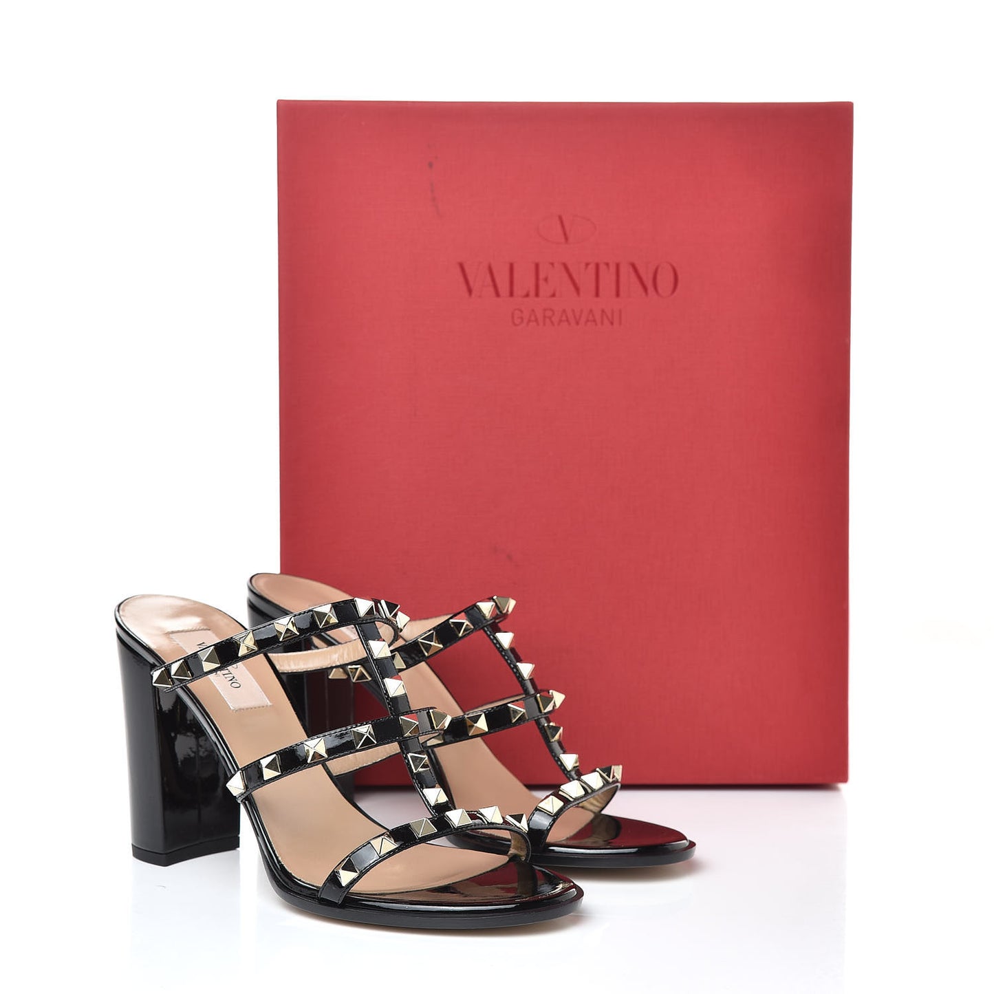 Patent Rockstud 90mm Caged Slide Sandals 38.5 Black