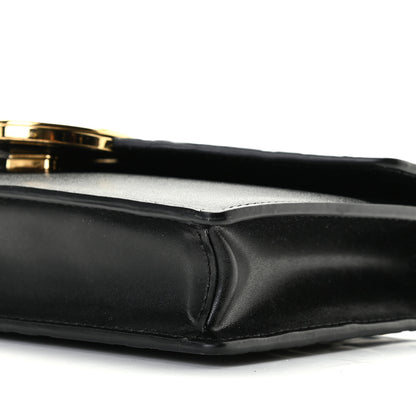 Fendi Vitello Liberty F is Fendi Bi-Color FF 1974 Embossed Medium Envelope Wallet On Chain Black Maya 9 of 9
