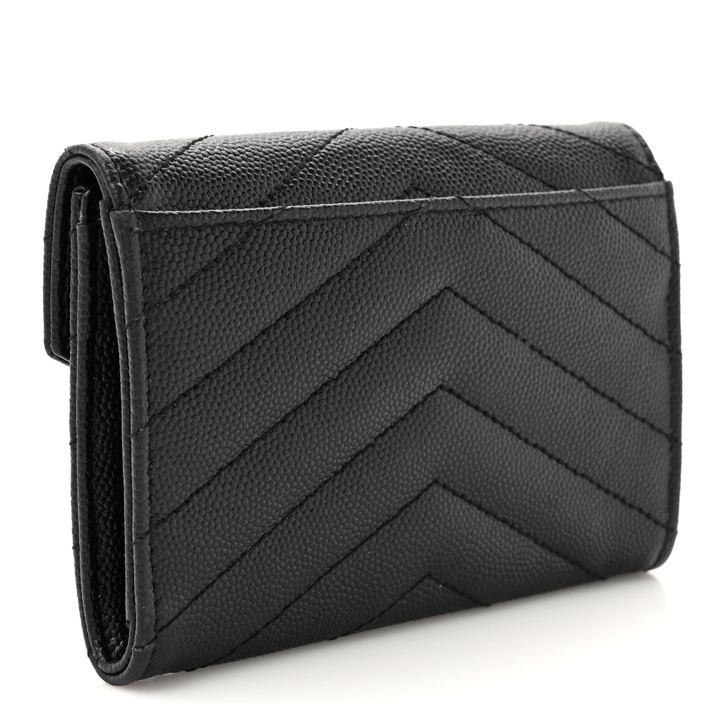 Grain De Poudre Matelasse Chevron Small Monogram Envelope Wallet Black