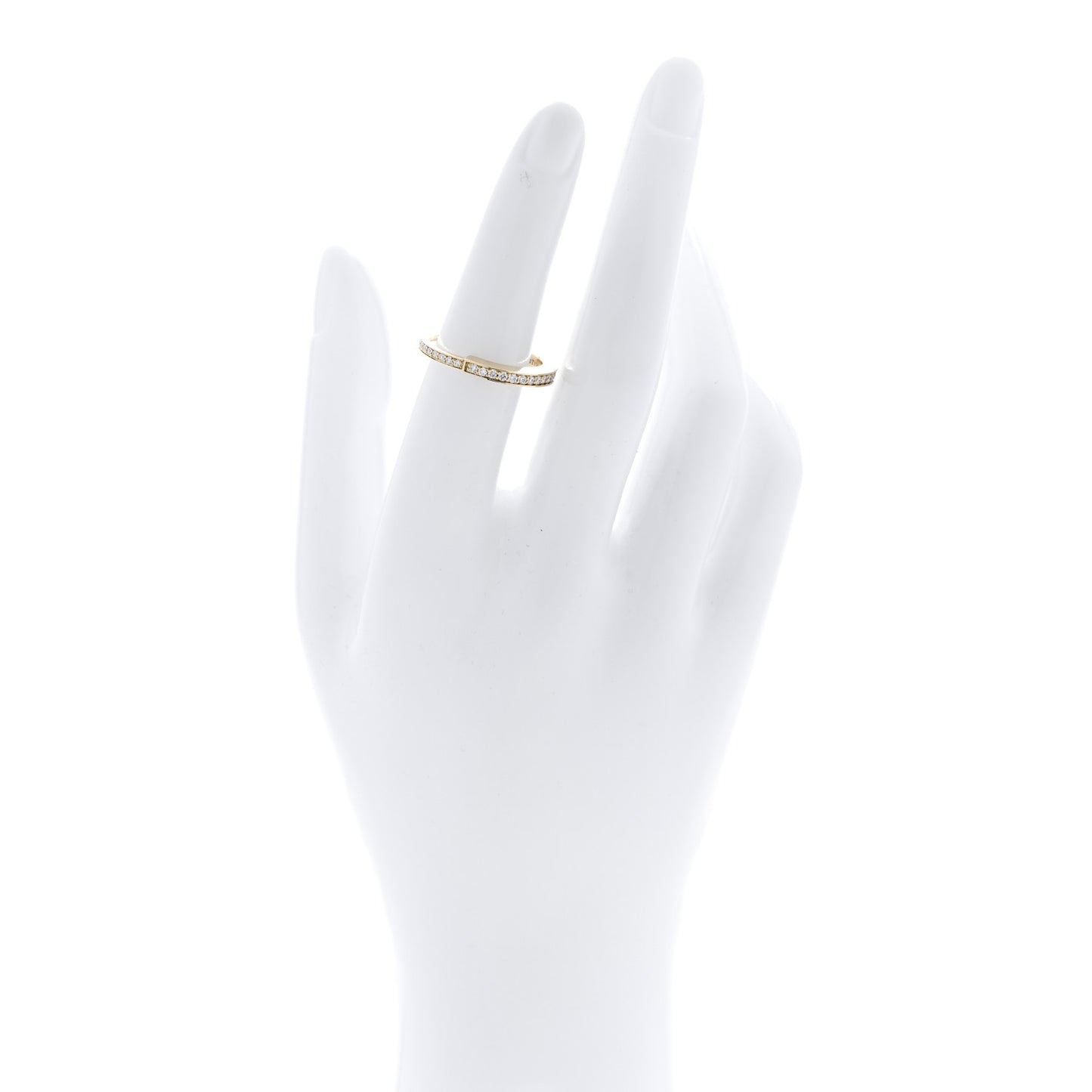 18K Yellow Gold Diamond Lock Pave Ring 53 6.5