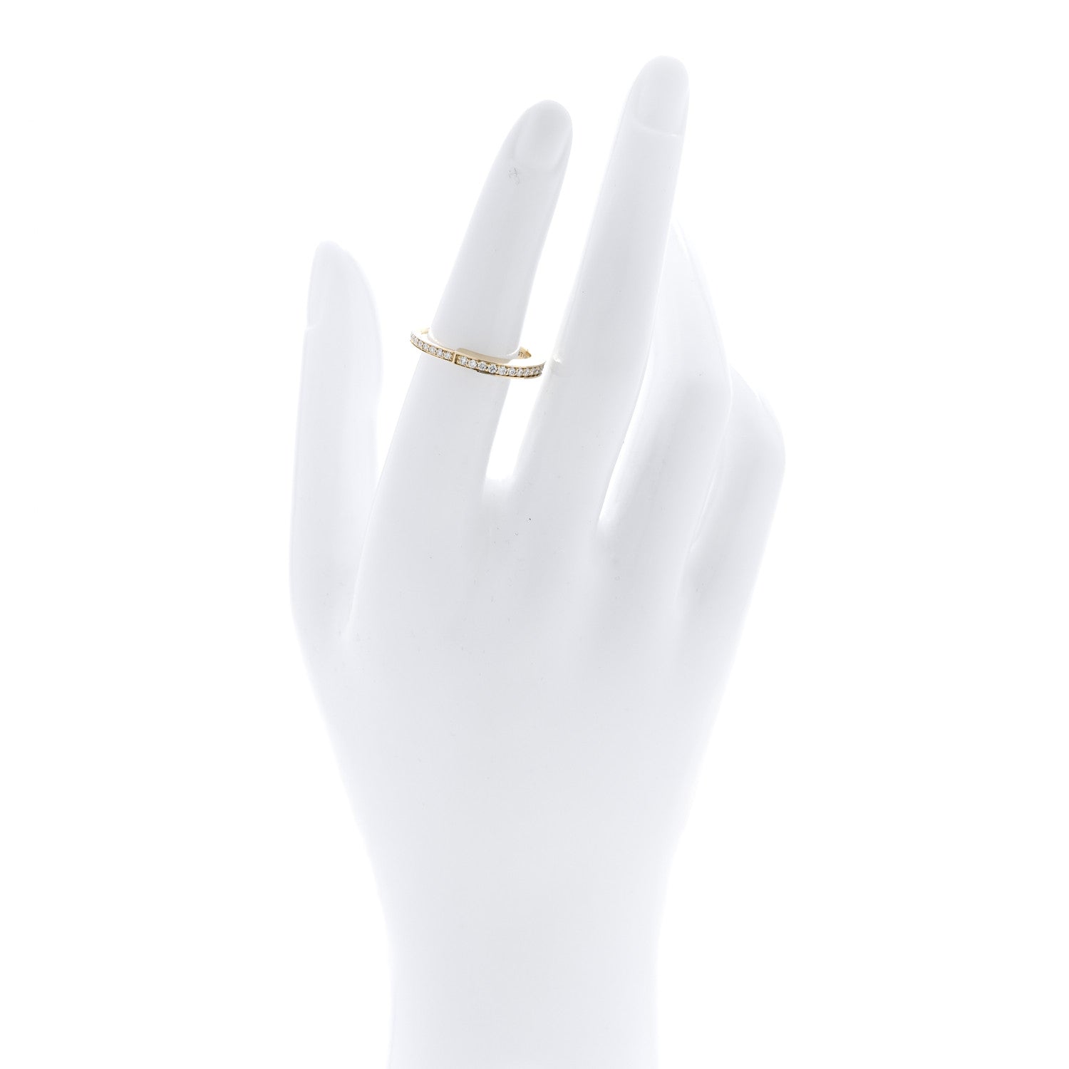 Tiffany 18K Yellow Gold Diamond Lock Pave Ring 53 6.5 2 of 5