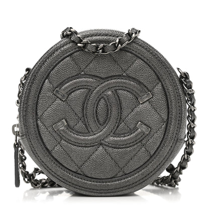 Chanel Metallic Caviar Quilted Round Filigree Crossbody Ruthenium 1 of 10