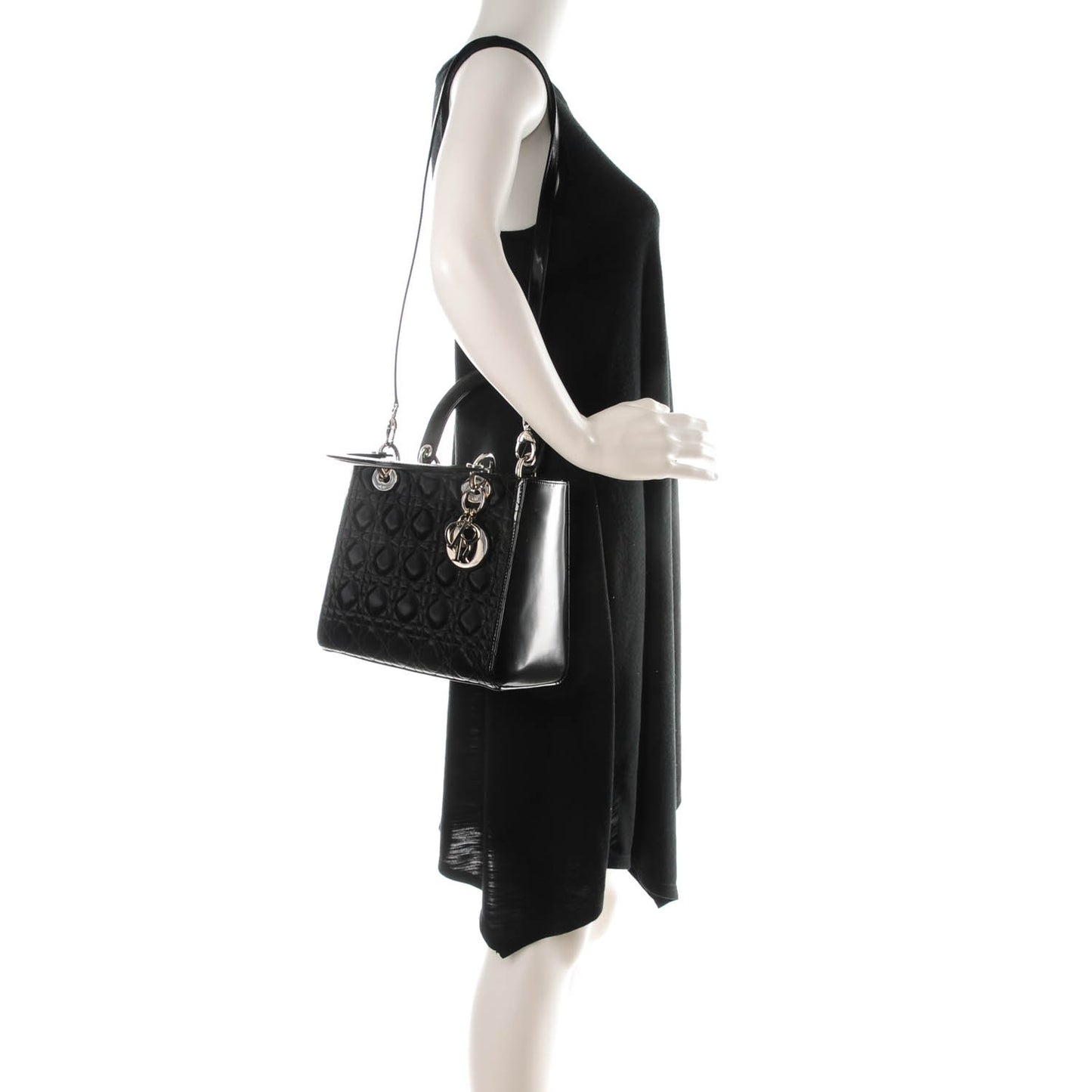 Patent Cannage Medium Lady Dior Black