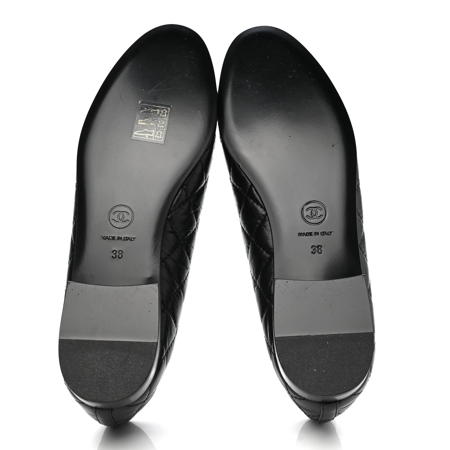 Chanel Aged Calfskin Quilted Cap Toe Ballerina Flats 38 Black 5 of 9