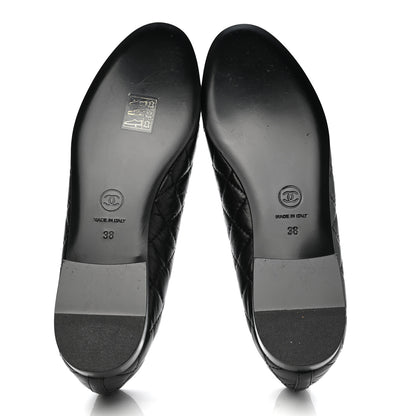 Chanel Aged Calfskin Quilted Cap Toe Ballerina Flats 38 Black 5 of 9