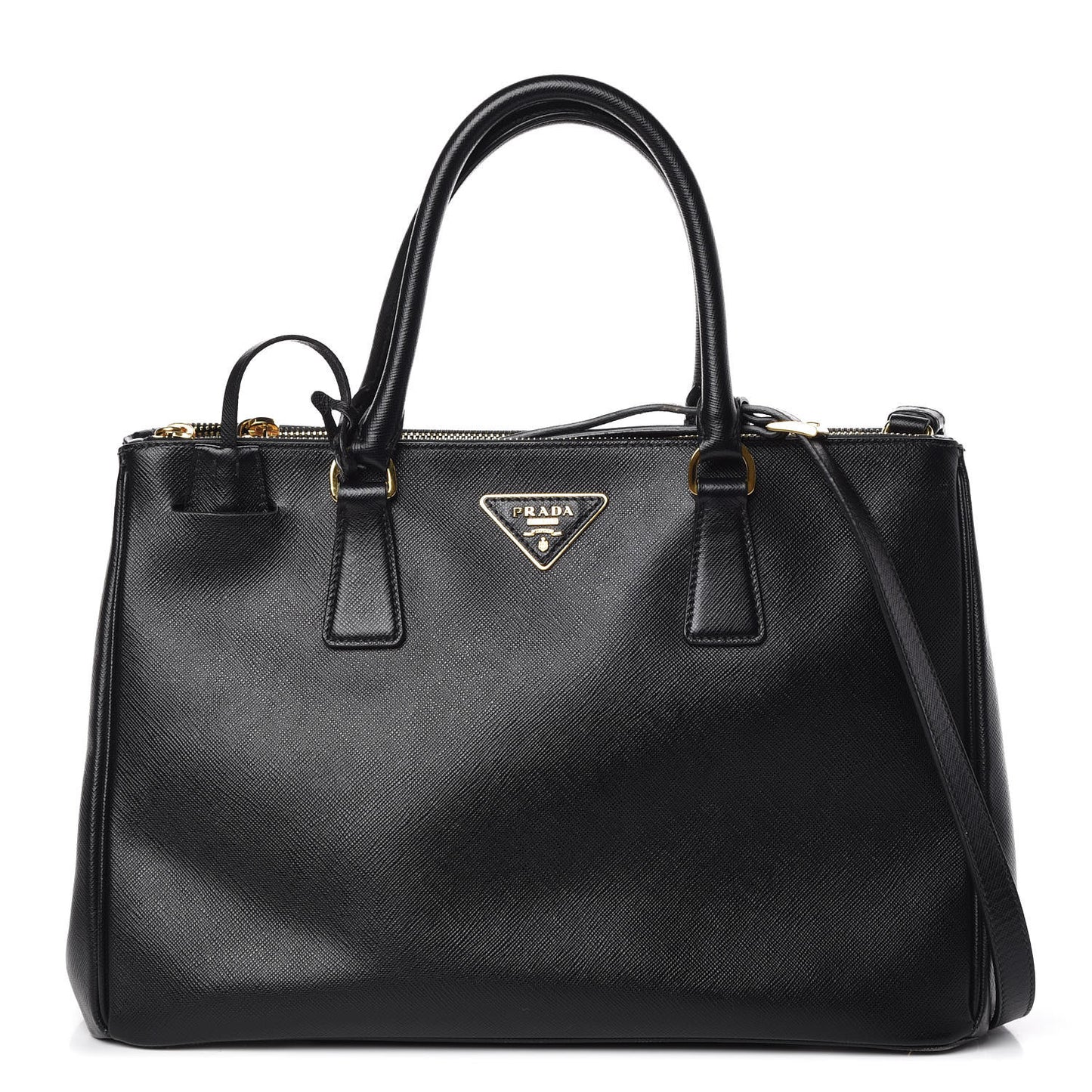Saffiano Medium Galleria Double Zip Tote Black