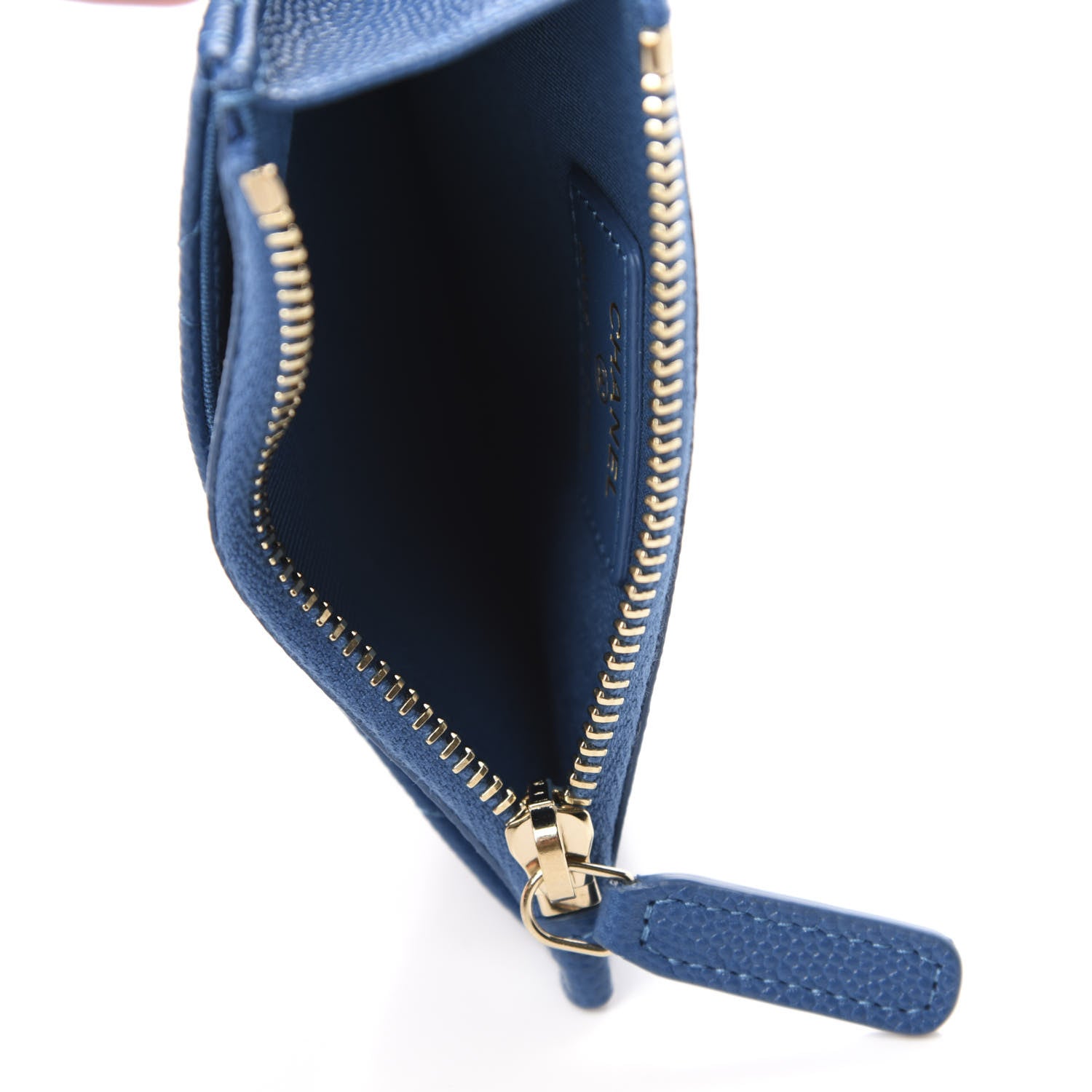 Chanel Caviar Quilted CC Zip Card Holder Blue 5 of 8