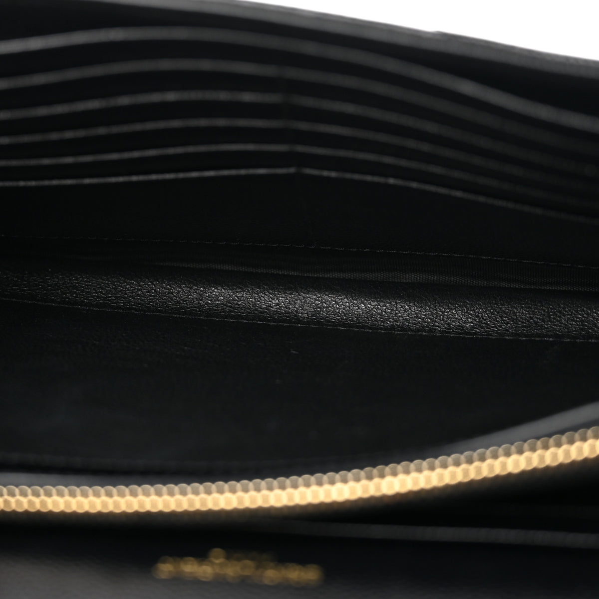 Saint Laurent Grain De Poudre Matelasse Chevron Monogram Envelope Chain Wallet Black 5 of 12