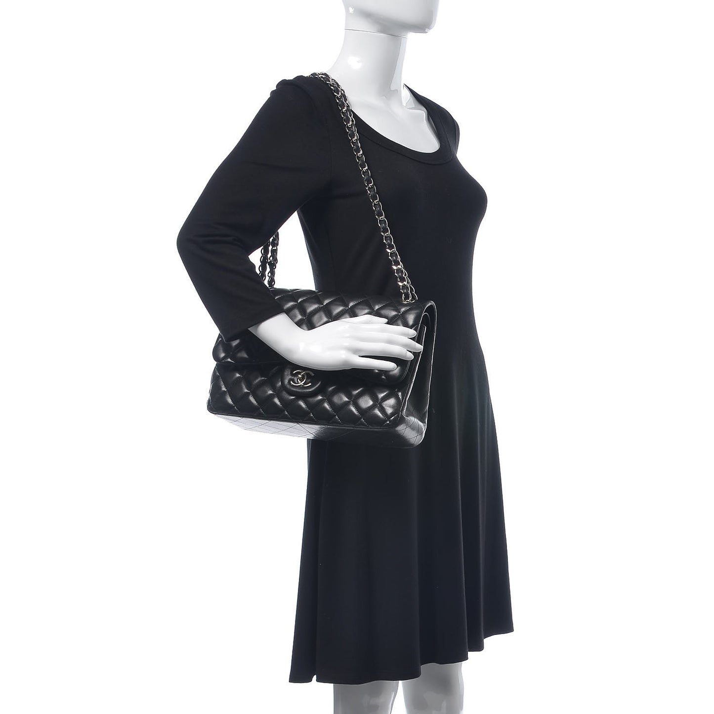 Lambskin Quilted Jumbo Double Flap Black