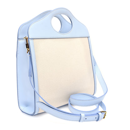 Burberry Canvas Smooth Calfskin Two Tone Mini Pocket Bag Natural Pale Blue 4 of 10