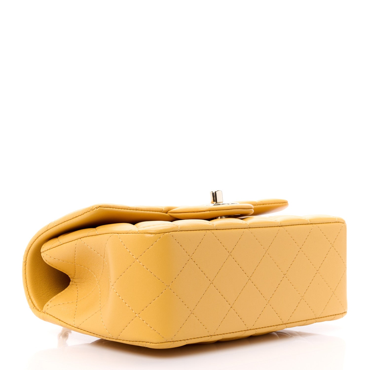 Chanel Lambskin Quilted Mini Top Handle Rectangular Flap Yellow 4 of 12