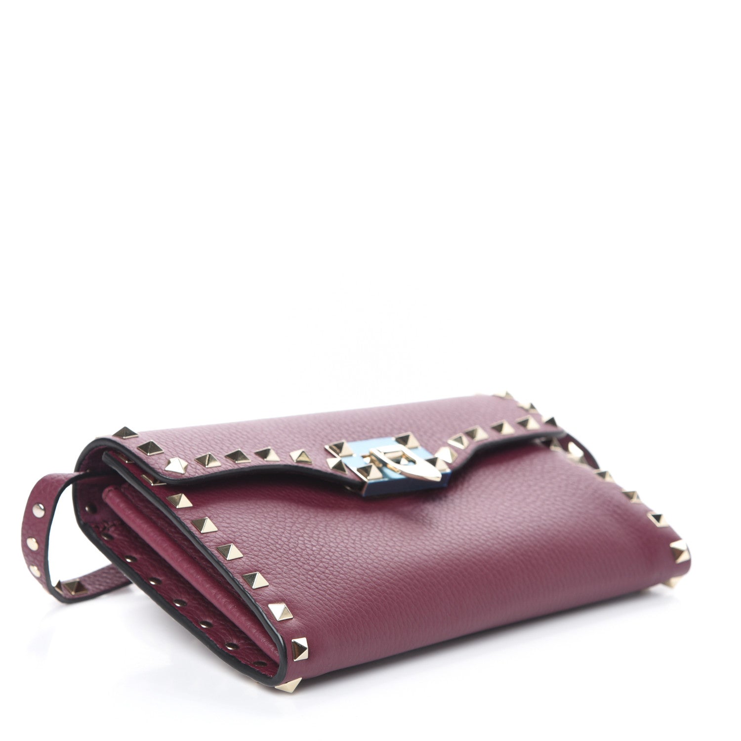 Valentino Garavani Pebbled Calfskin Medium Rockstud Flip Lock Crossbody Bag Vinaccia 4 of 10