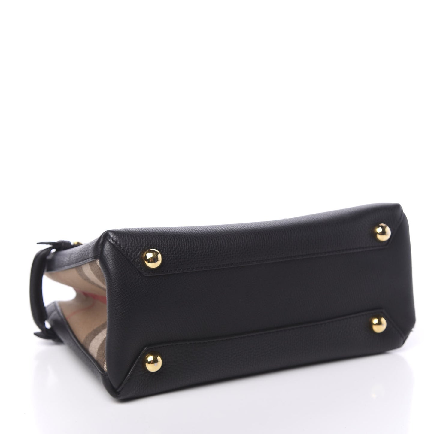 Grainy Calfskin House Check Small Banner Tote Black