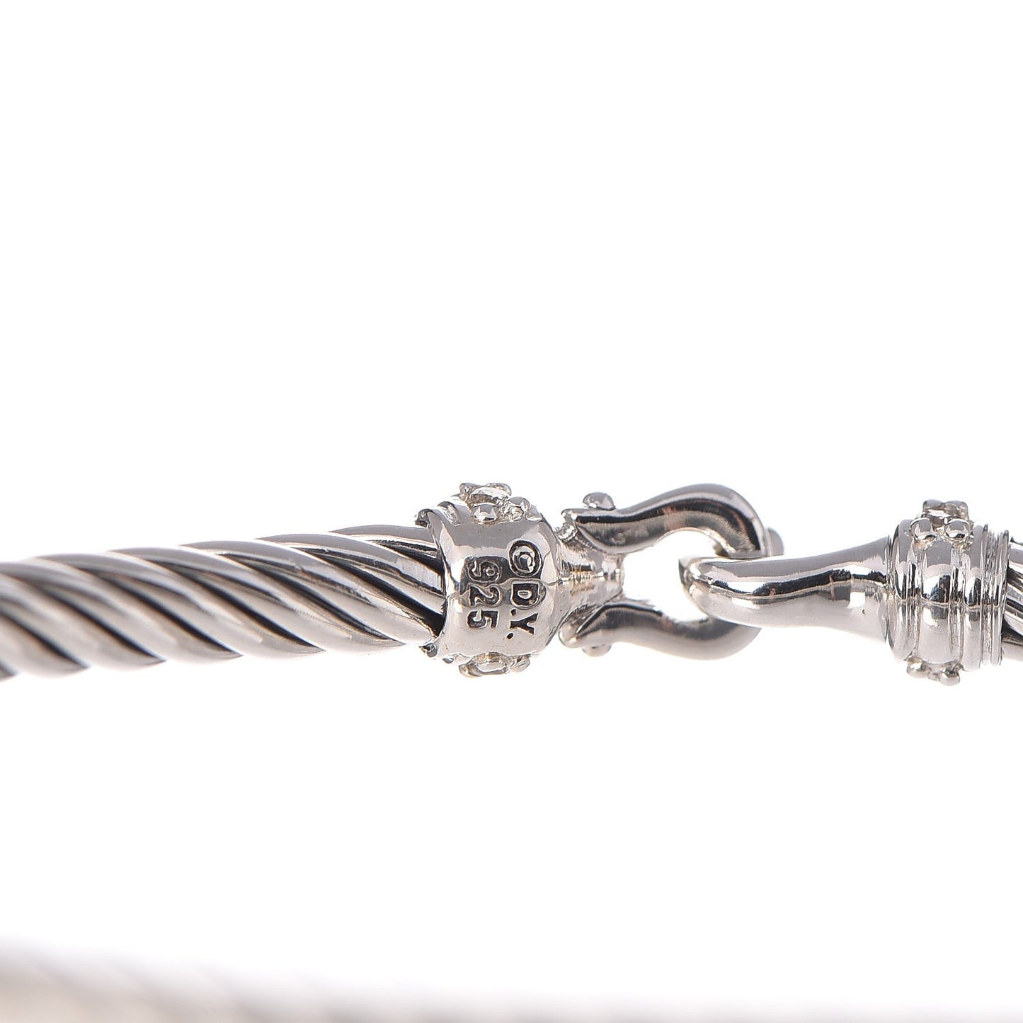 Sterling Silver Diamond 3mm Cable Buckle Bracelet