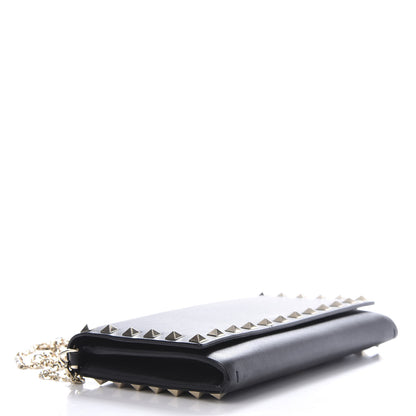 Valentino Garavani Vitello Small Rockstud Flap Wallet on Chain Black 4 of 11