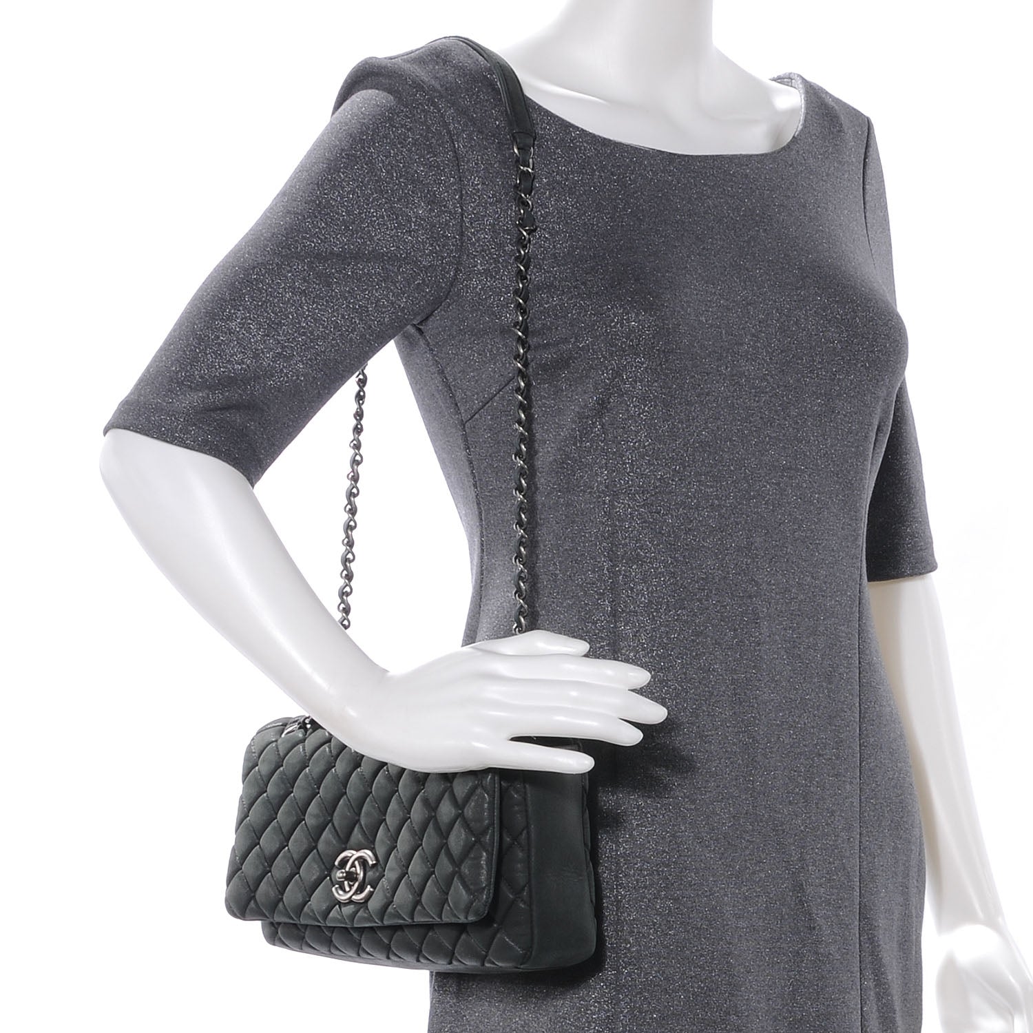 Chanel Iridescent Calfskin Small New Bubble Quilt Flap Black 2 of 8