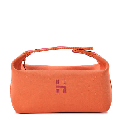Hermes Canvas Small Bride-A-Brac Pouch Orange Burgundy 1 of 10
